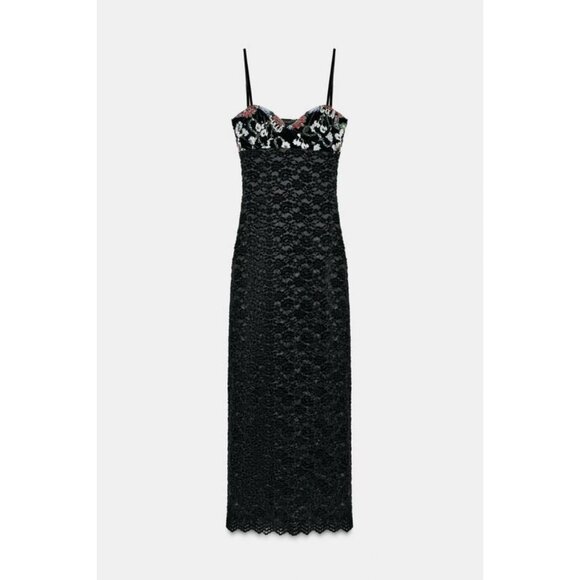 ZARA EMBROIDERED LACE DRESS - Picture 6 of 8